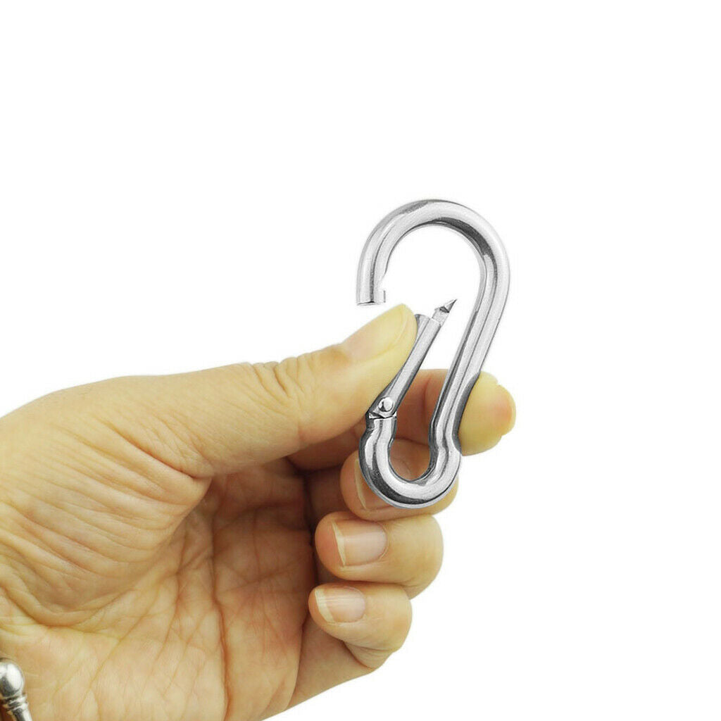 5Pcs Multifunctional Strong Stainless Steel Spring Snap Carabiner Quickdraw Hook