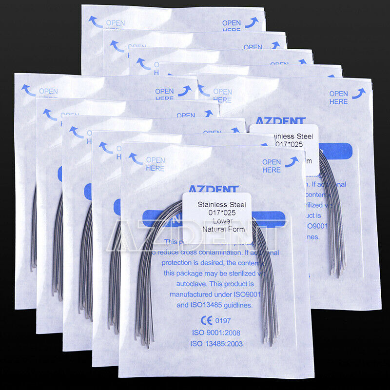 100X Dental Stainless Steel Rectangular Arch Wires 17X25 Lower  Natural Form