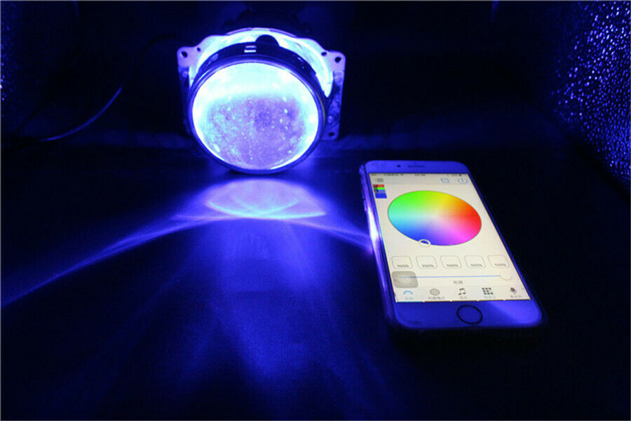 Pair RGB LED Devil Eyes Bluetooth Control  Demon Eye For Car Headlight Projector