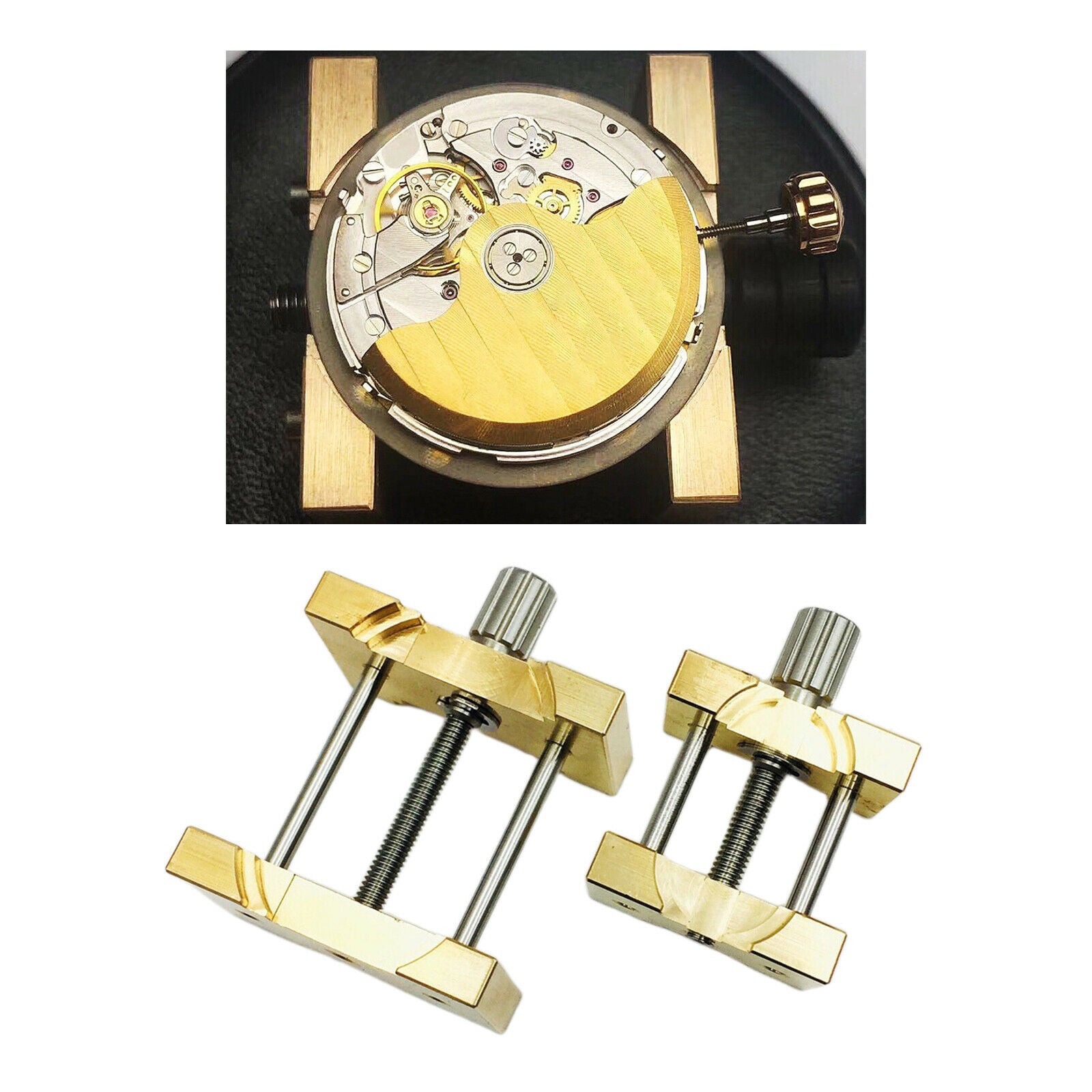 Set of 2 Copper Watch Movement Holder Fixed Base Opening Holder Repair