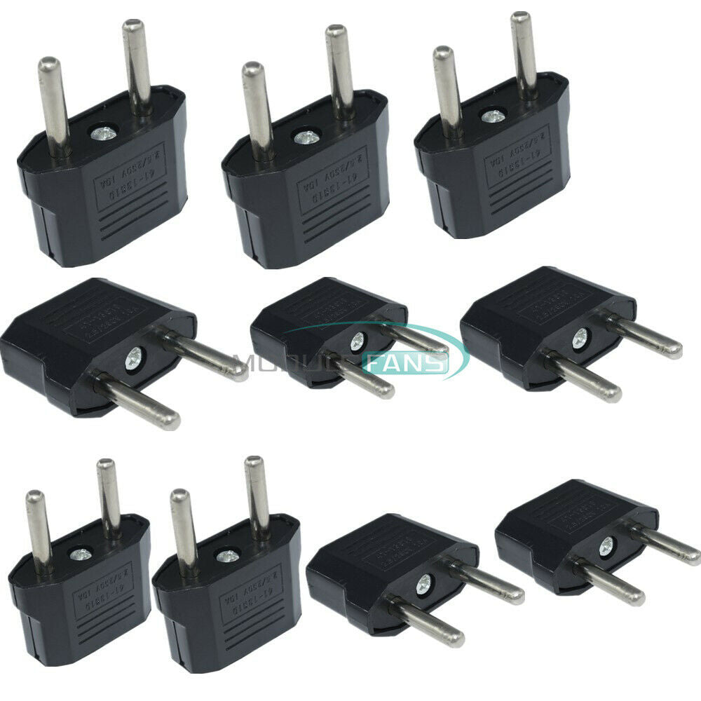 10PCS US USA to EU Euro Europe AC Power Plug Converter Travel Adapter Charger