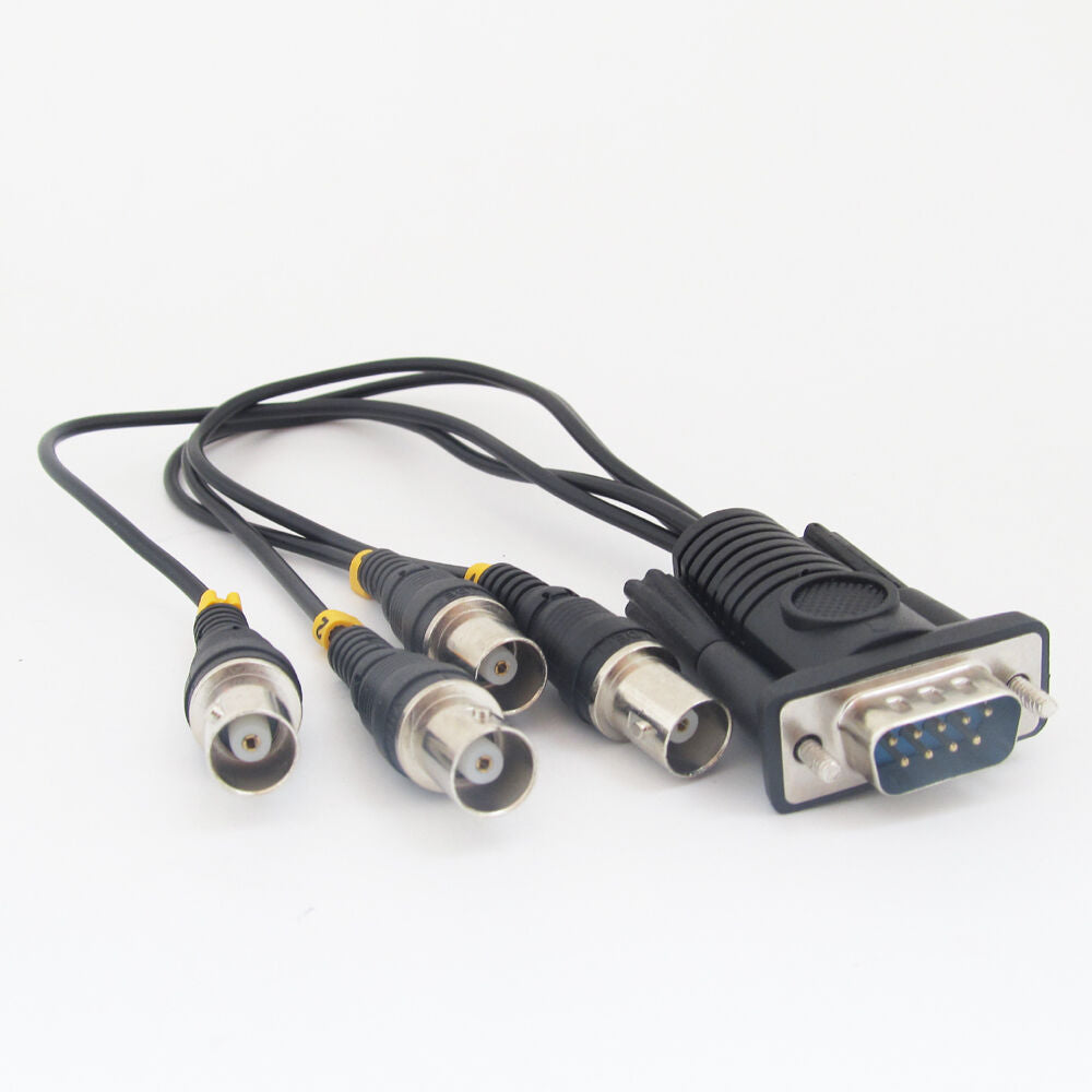 4pcs Black D-Sub 9pin 2 Row Male DE9 RS-232 to 4 BNC Female Video Adapter Cable