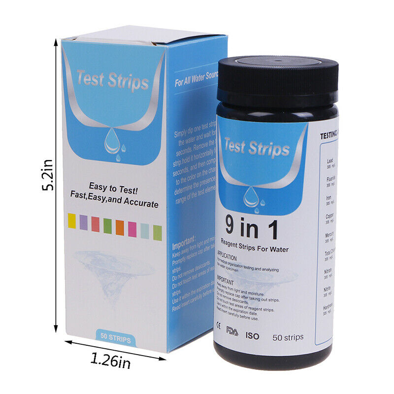 50Pcs 9IN1 PH Test Fish Tank Water Tropical Aquarium Pond Water Test Strips K SJ