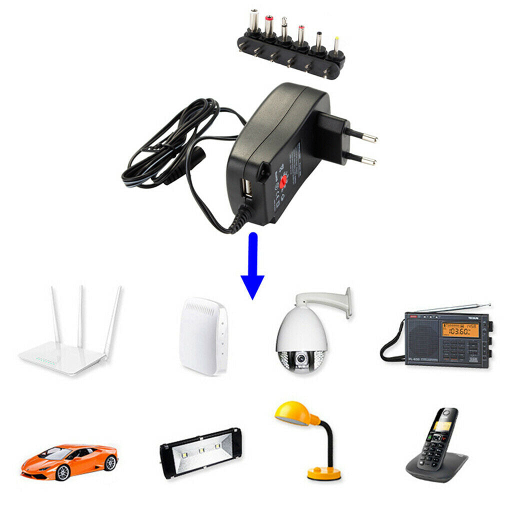 2.1A 30W 3V 4.5V 5V 6V 7.5V 9V 12V AC DC Charger Power EU Adapter Converter