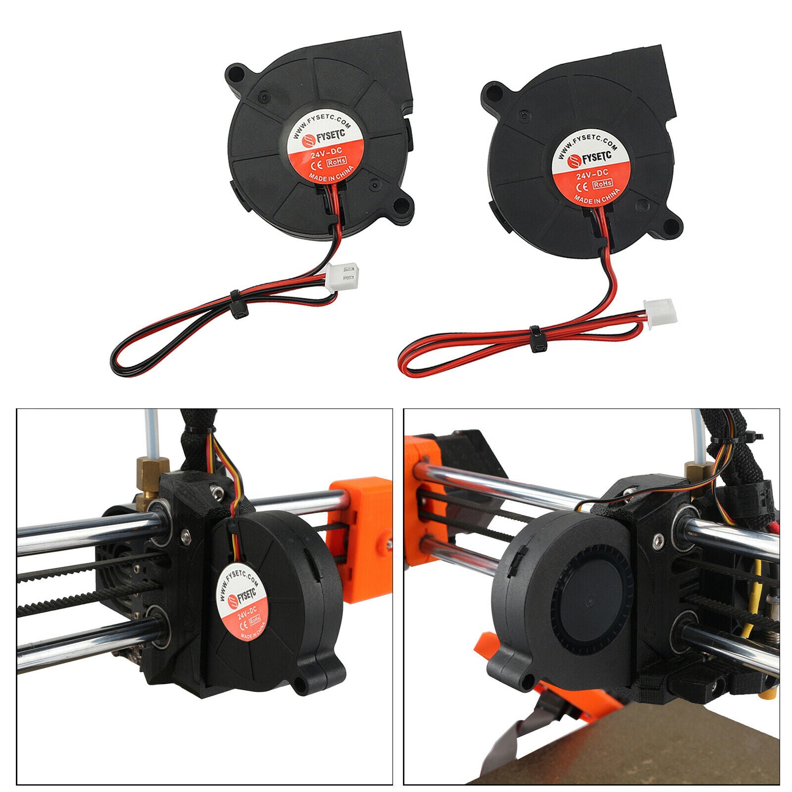 2Pcs 50mm Cooling Fan 24V 5015 Dual Ball Bearing Turbine Turbo Brushless