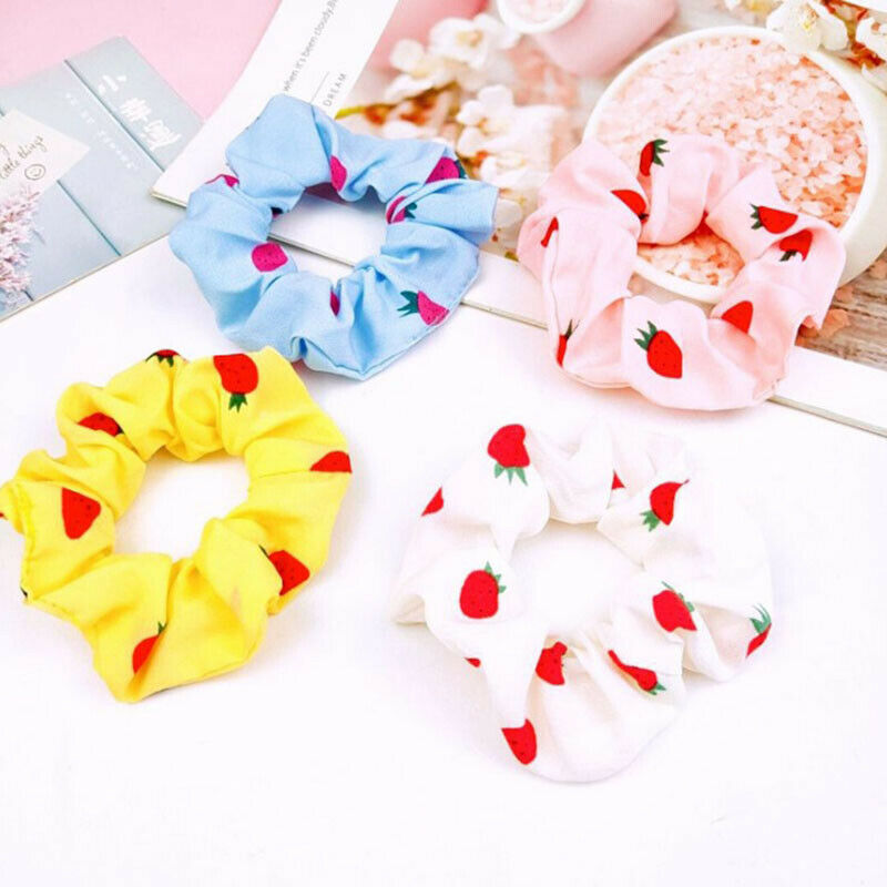 Women Strawberry Scrunchies Elastic Hair Bands Girls Sweet Ponytail Holder T XC