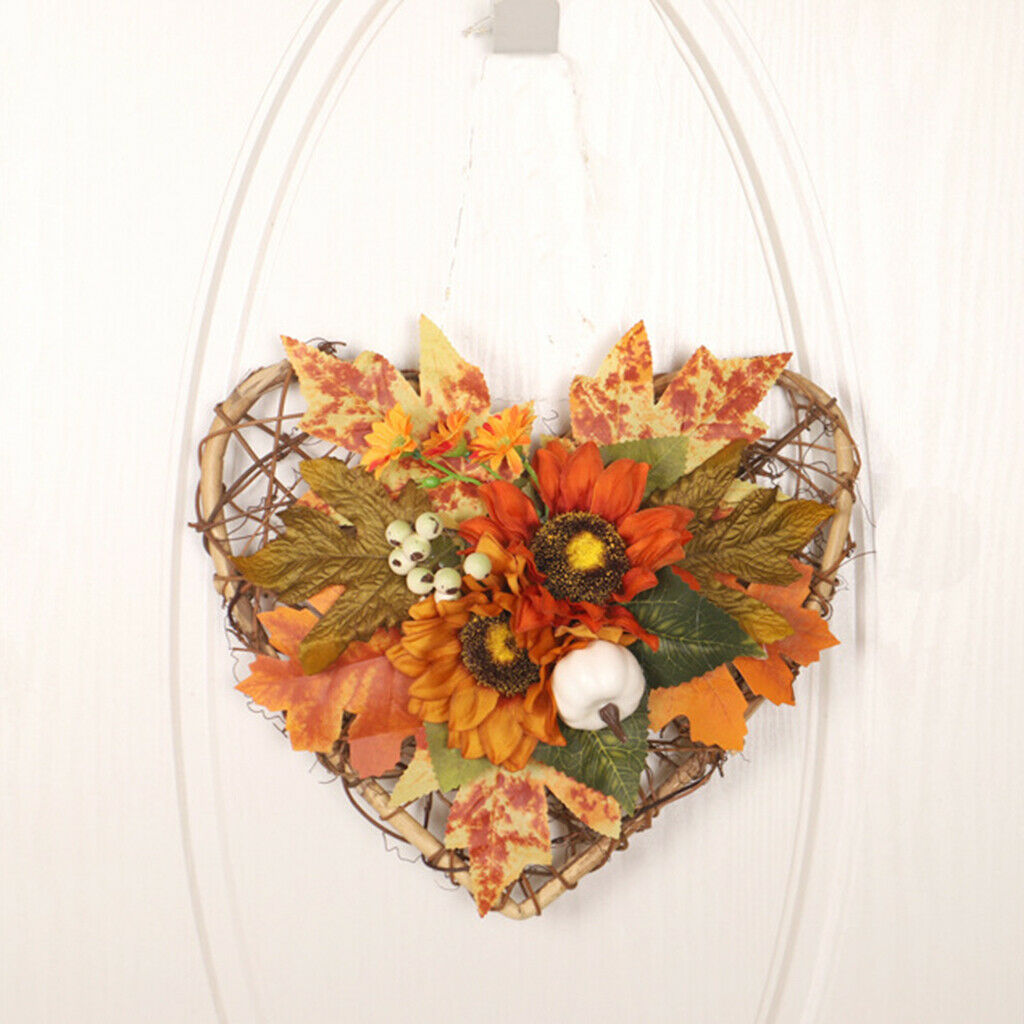 Autumn Flowers Wreath Garland Front Door Halloween Thanksgiving Home Indoor
