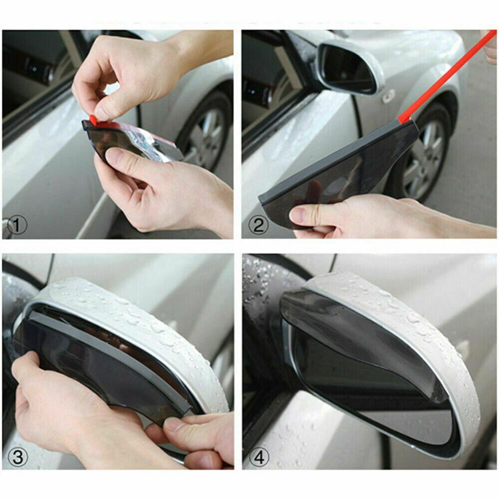 Side Rear Mirror Visor Car Accessories Rain Snow Guard Black Eyebrow 2 Pcs/Kit