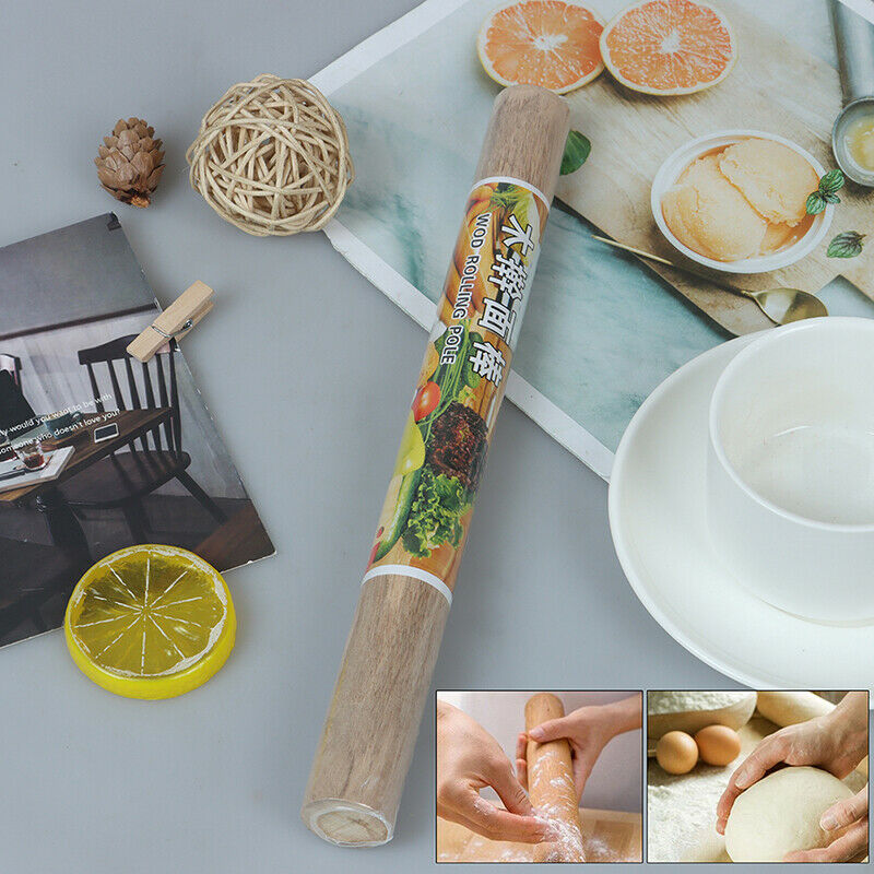 Wooden Rolling Pin Dough Roller Rod Noodle Cookies Kitchen Baking Gourmet.l8