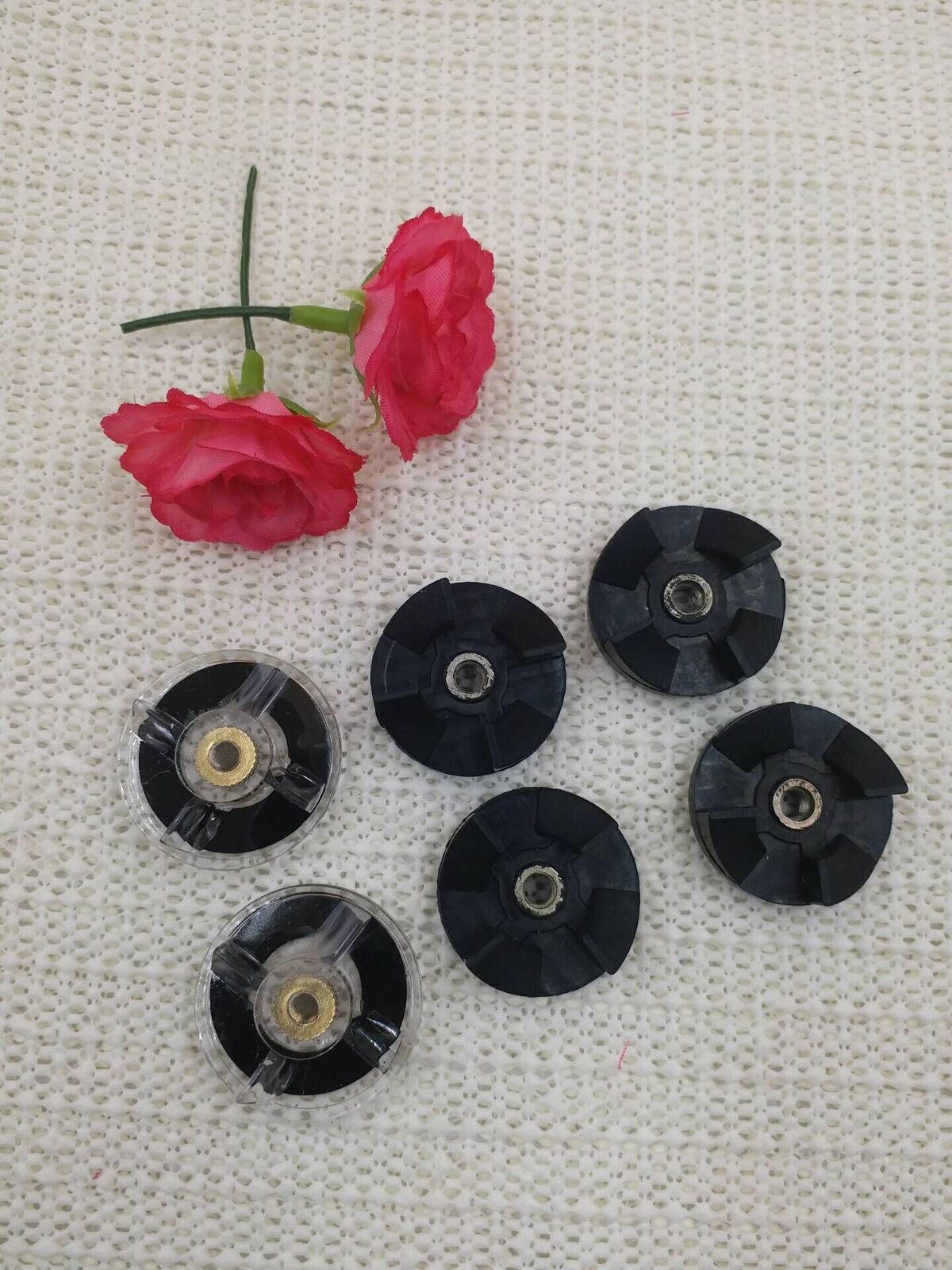 6PCS Replacement - 2 Base Gear + 4 Rubber Gear Spare Parts for Magic Bullet 250W