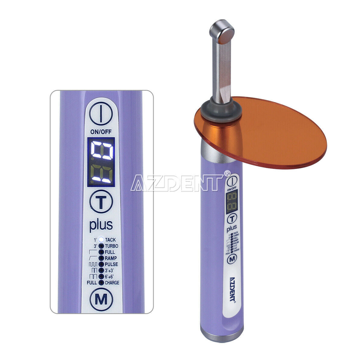 2X AZDENT Dental Wireless LED Curing Light Lamp Plus105 1 Second Curing Purple