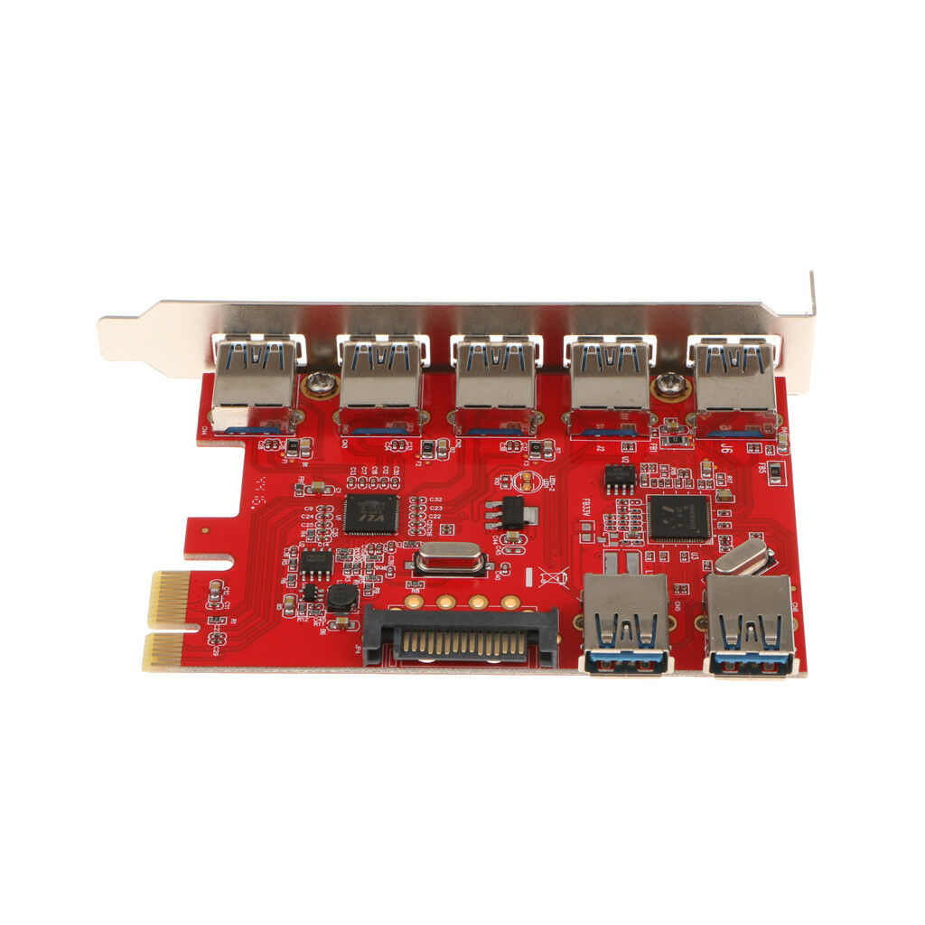 PCI-E to 7 Port USB3.0 HUB PCI Express Expansion Card Adapter 5 Gbps Speed