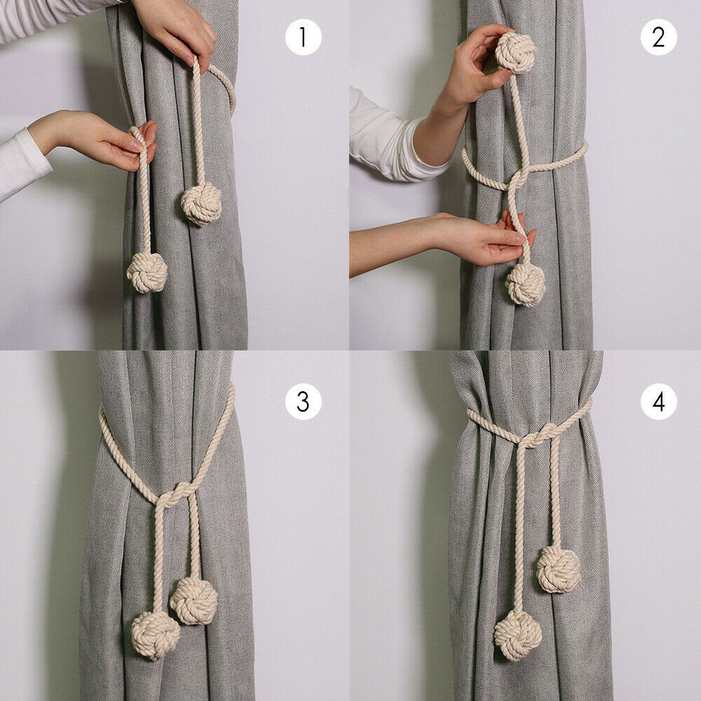 Cotton Rope for Curtains Holdbacks Decorative Tie Curtain Tiebacks Knot Ball