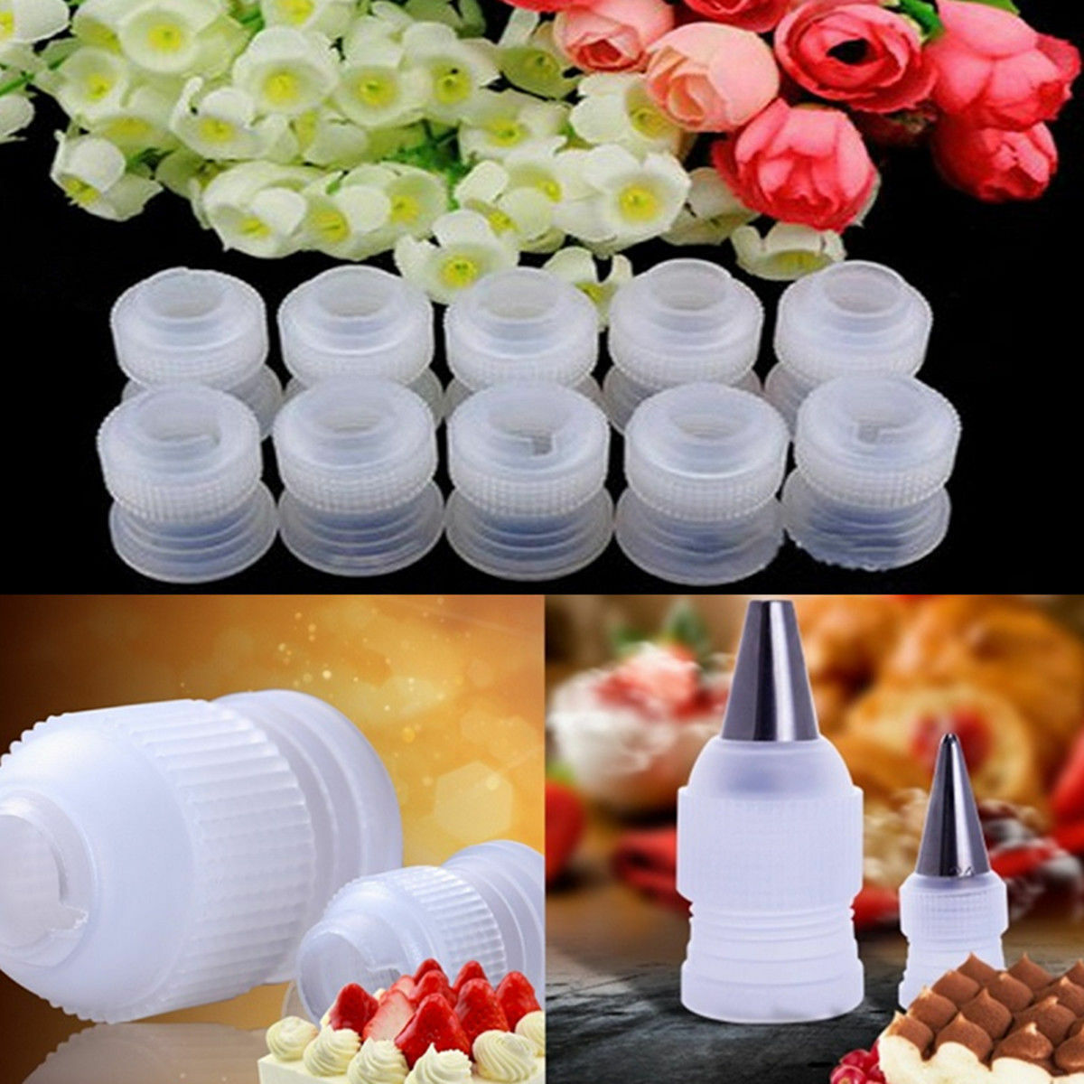 10pcs Coupler Adaptor Icing Piping Nozzle Bag Cake Flower Pastry Decor Too.l8