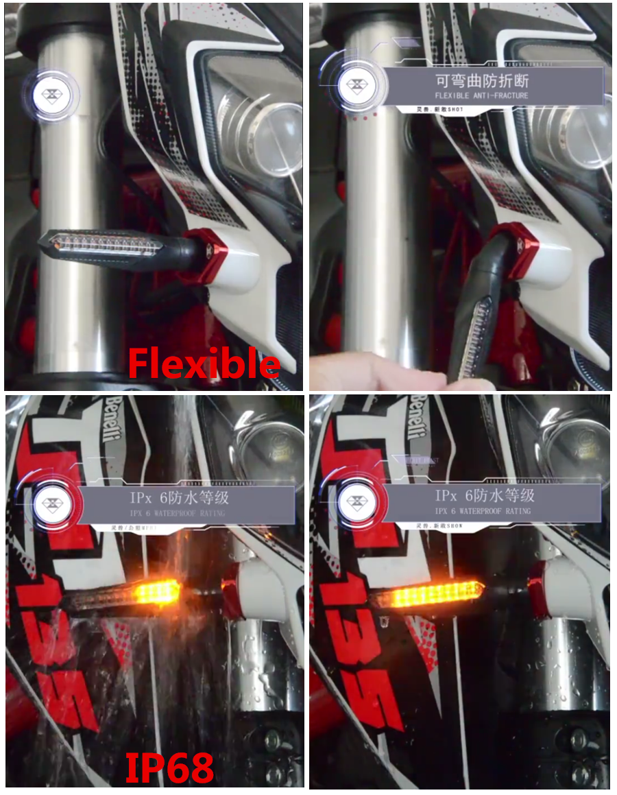 12 LED flowing turn signal motorbike warning light flow indicator spirit beast