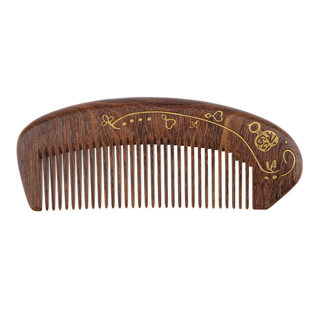 5" Premium Hand Made Wide Teeth Wood Comb Pocket Hair Brush Coarse Men Gift Word