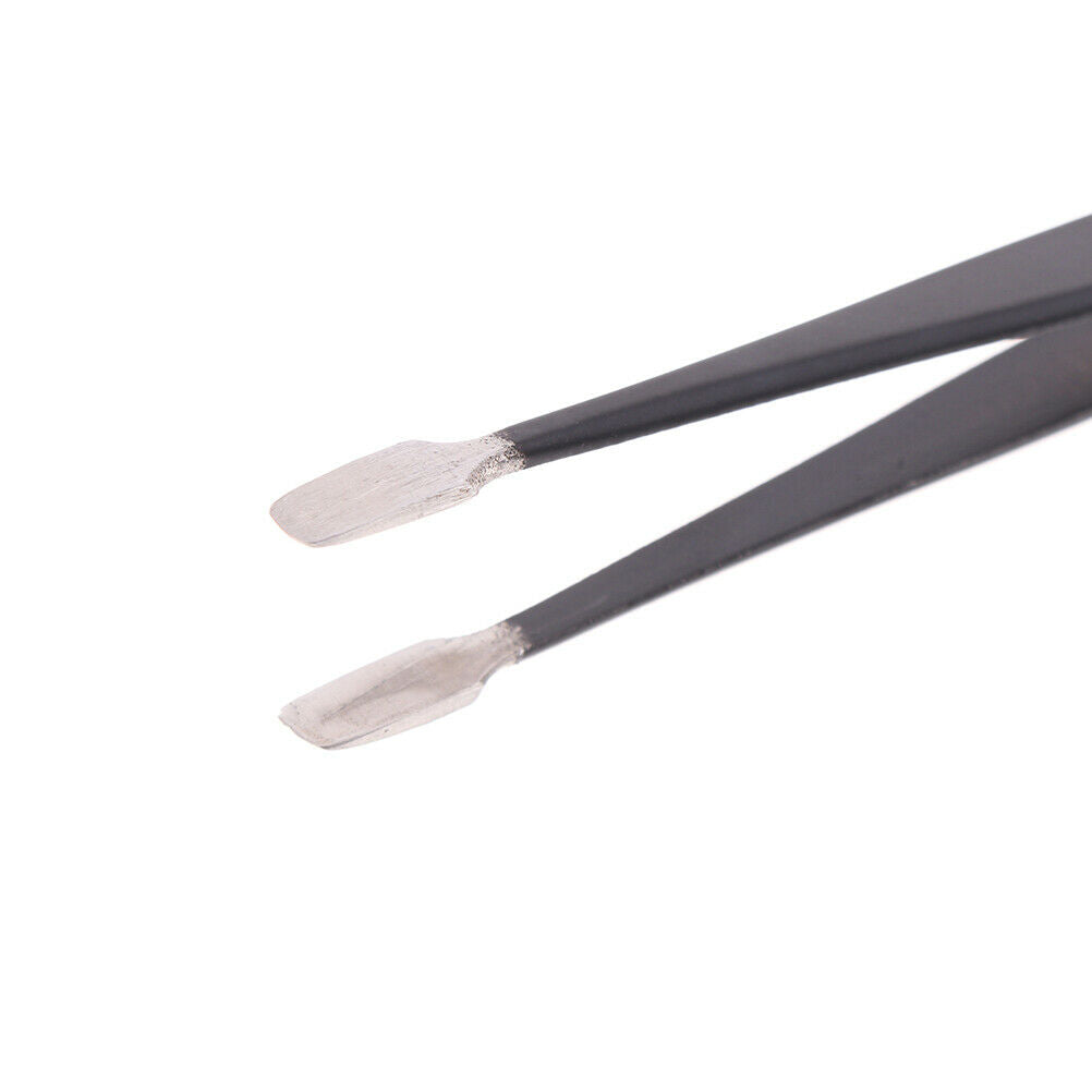 9Pcs Stainless Steel Precision Black Straight Curved Pointed Tweezers 1.5Mm Anti