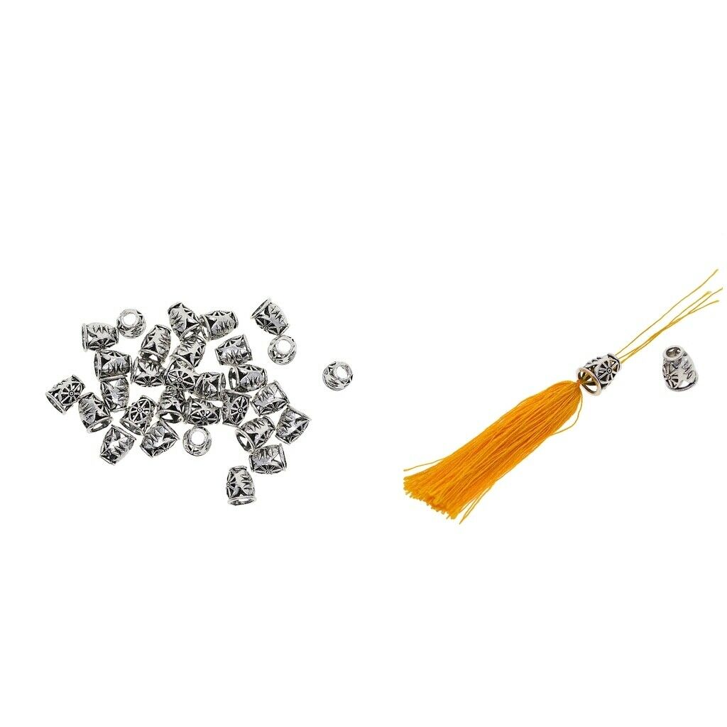 30pcs Evil Eye Beaded Filigree Hats, Tassel Tips, for Jewelry Accessories