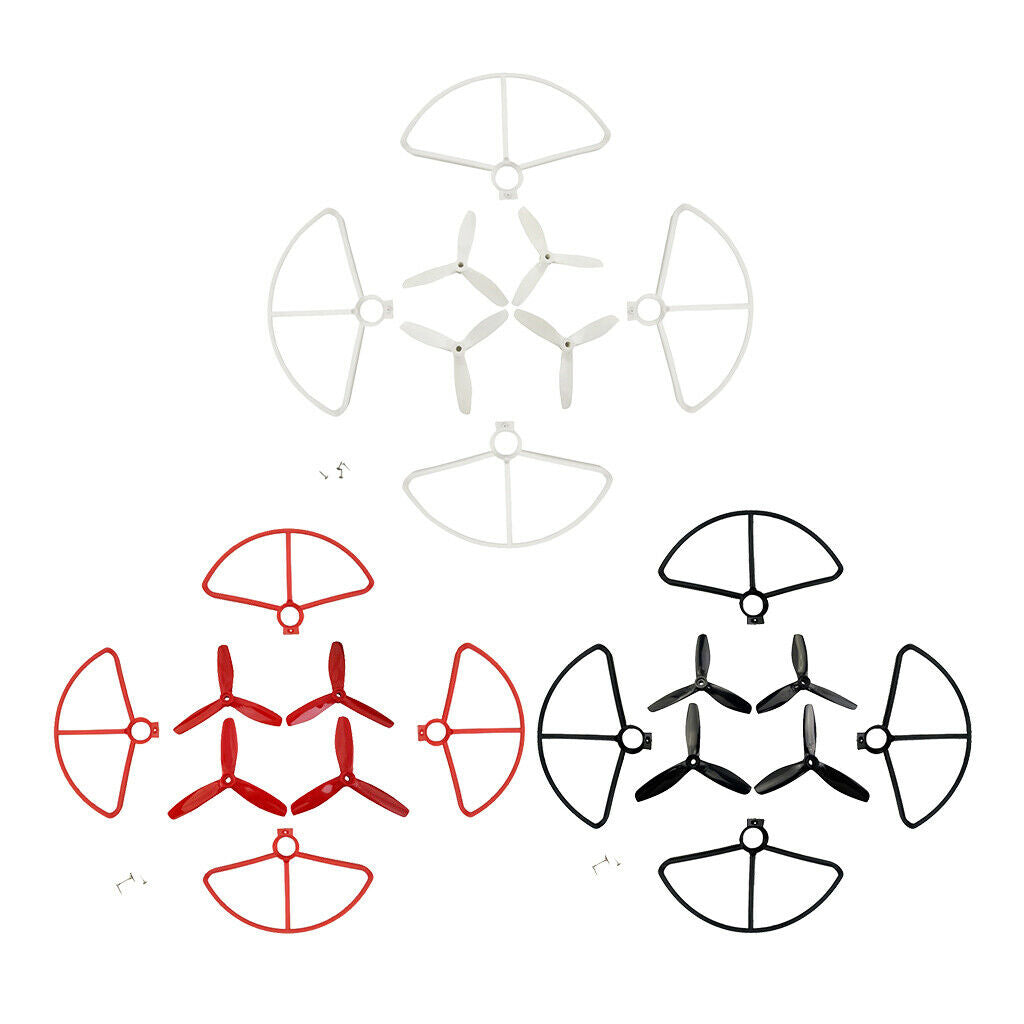 Set of Propellers + Protective Cover for MJX B5W F20 Bugs 5W Aircrafts White