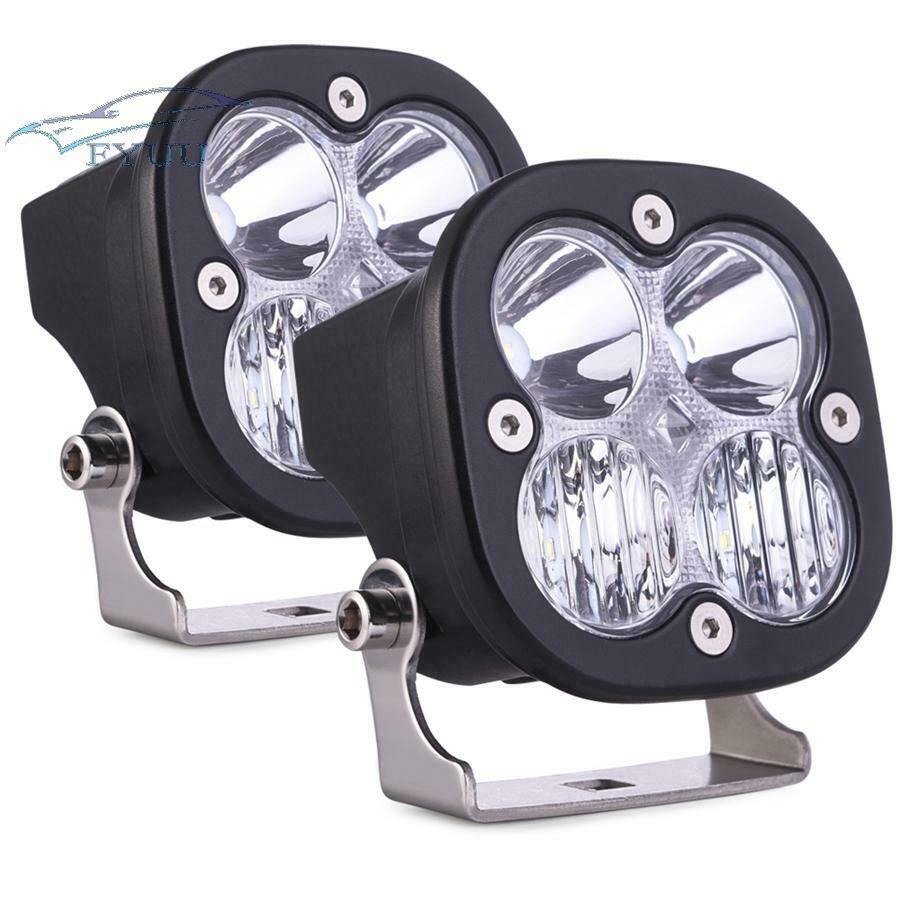 2Pcs 3.1" 80W LED Work Light Bar Combo Offroad Atmosphere Driving Fog RGB DRL