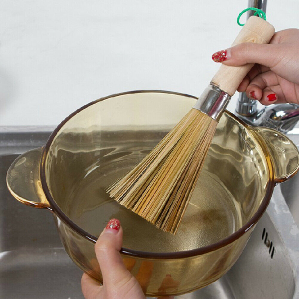 1Pcs Wash Pot Brush Handmade Wash Brush Natural Bamboo Convenient for Kitchen