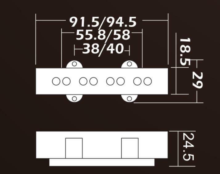 Black Closed J Bass Neck Bridge Pickup Bass Pickups Set for 4 String Jazz Bass