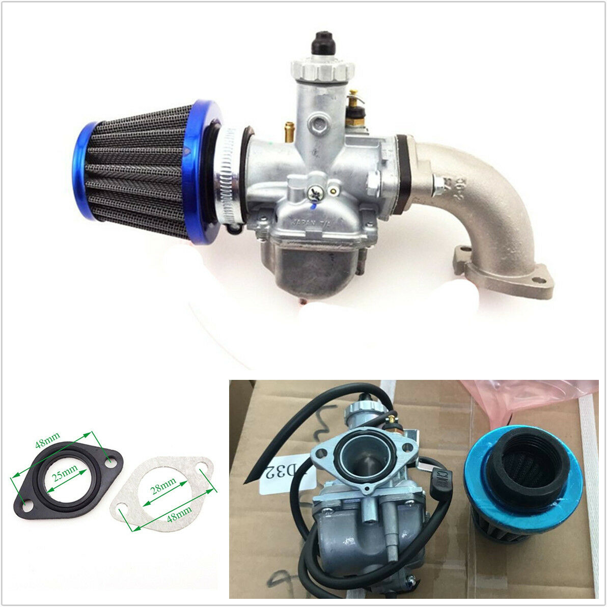 26mm Carburetor+38mm Air Filter Cleaner+Manifold Intake Pipe For 110 125cc 140cc
