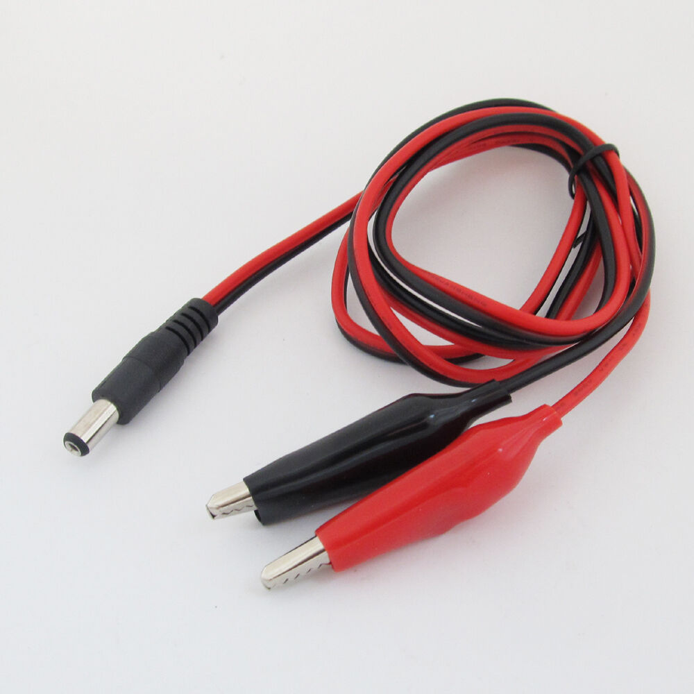 4sets 18AWG 1M 5.5 x 2.1mm DC Power Male Plug to Dual 45mm Alligator Clip Cable