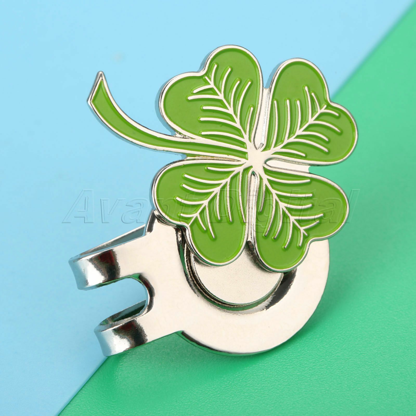Sport Four Leaf Clover Hat Clip With Magnetic Golf Ball Marker Rub Training Game