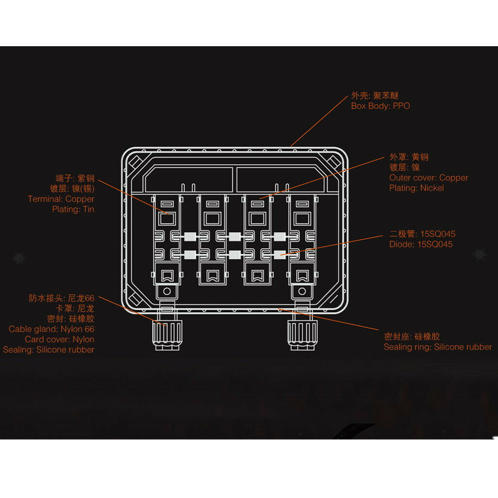 Solar Junction Box with 6 Diodes for Solar Panel PV Module 230W-320W 12A