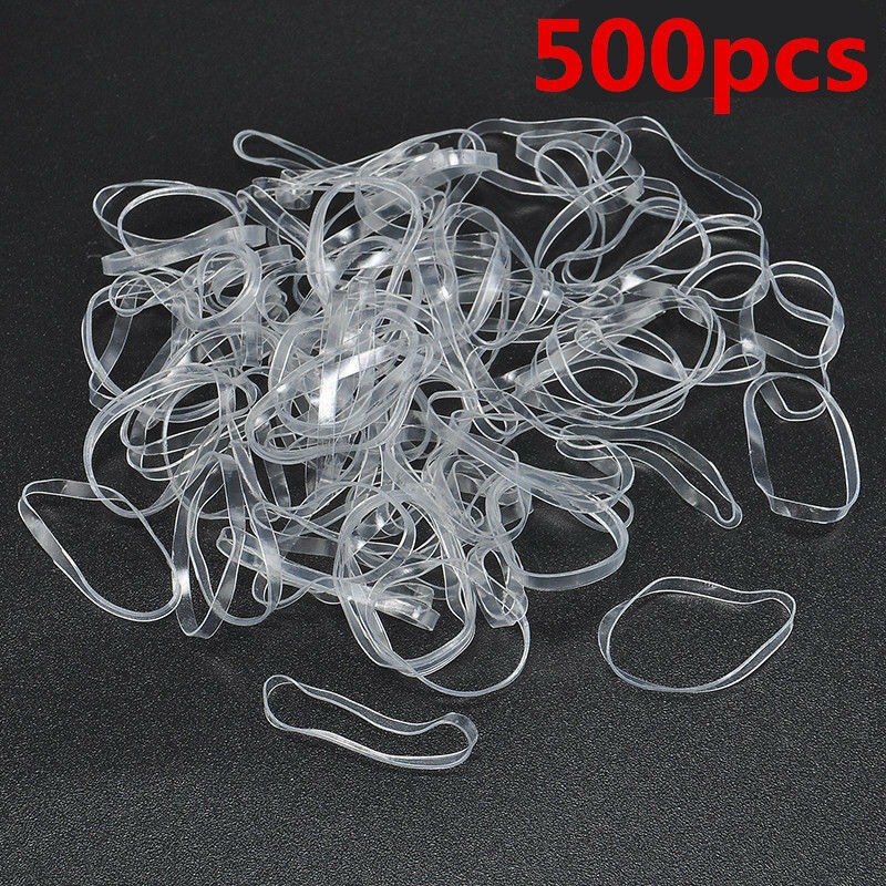 Fashion Women's 500pcs Elastic Rubber Clear Hair Ties Band Ropes Ponytail Holder