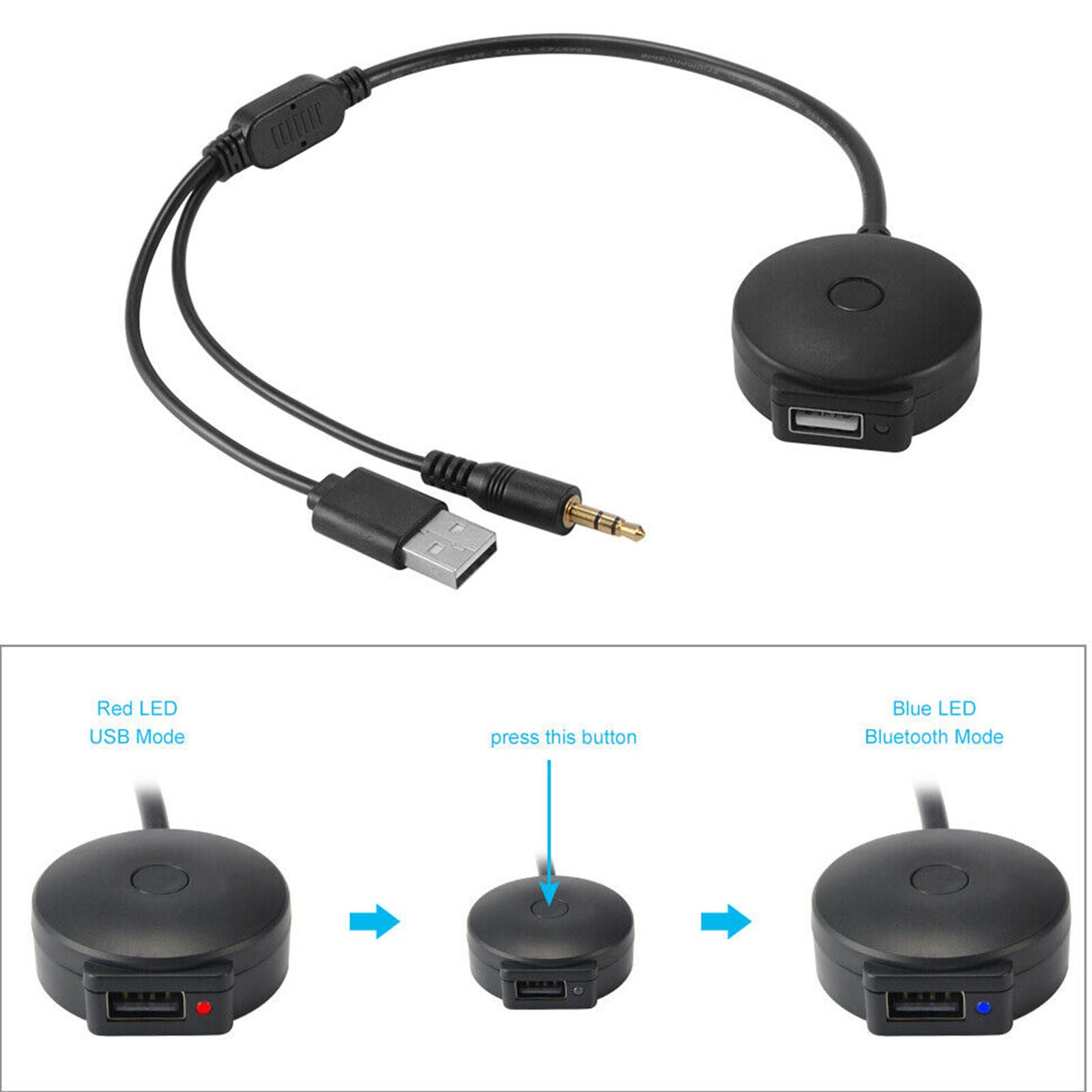 Car 3.5mm Bluetooth 4.0 Audio AUX USB Music Adapter Cable For BMW & Mini Cooper