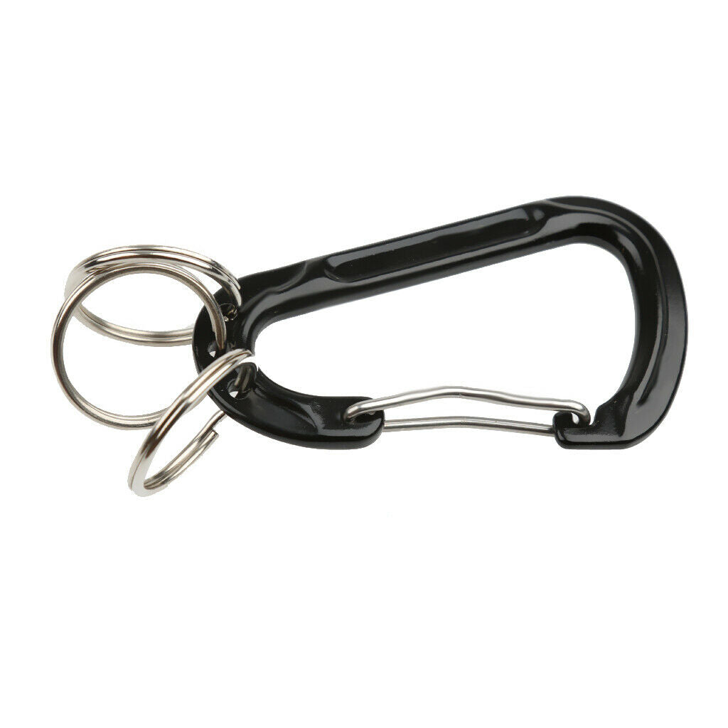 Outdoor Carabiner Spring Backpack Belt Clip Key Chain Aluminum - Black