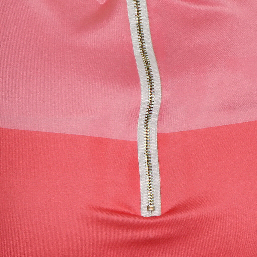Women Stripe Bodycon Pencil Cocktail Evening Summer Party Midi Dress M Pink
