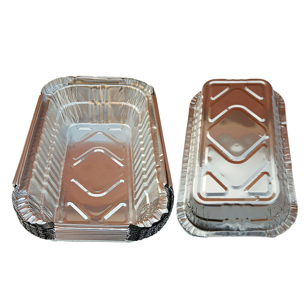 10-pack Aluminum Foil Grill Drip Pans BBQ Grease Trays for BBQ Baking 700ml