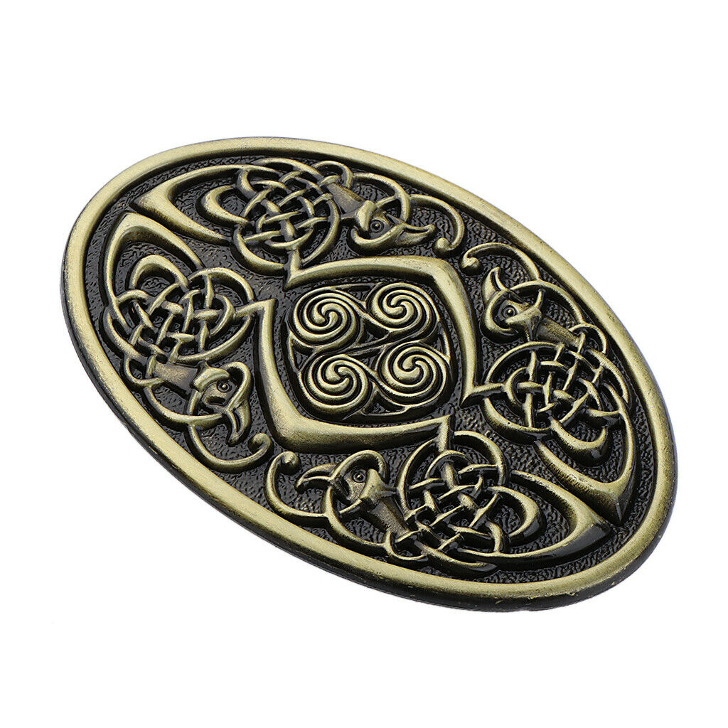 Mens Native American Cowboy Germanic Celtic Pattern Oval Bronze Belt Buckle