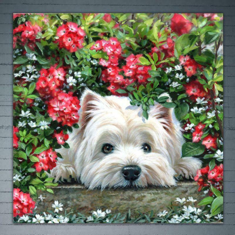 Kneeling Dog DIY 5D Full Drill Diamond Painting Embroidery Crystal Cross Stitch