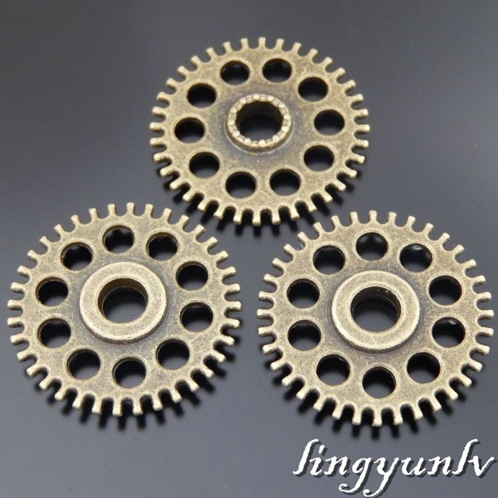 6 pcs Antiqued Bronze Gear Hollowed Steampunk Cog Pendant Charm Alloy 25*25*3mm