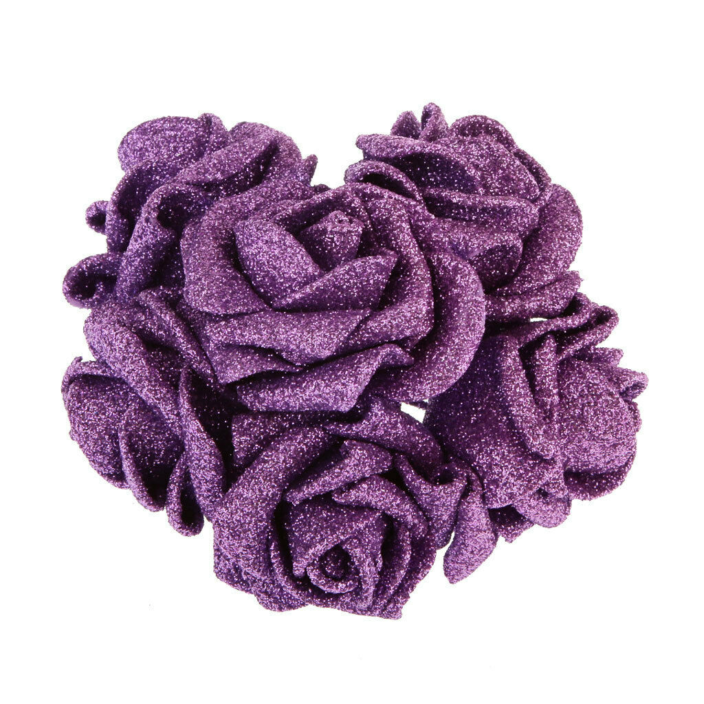 24pcs Rose Bridal Foam With Sequins Powder Flowers Home Party Decoration