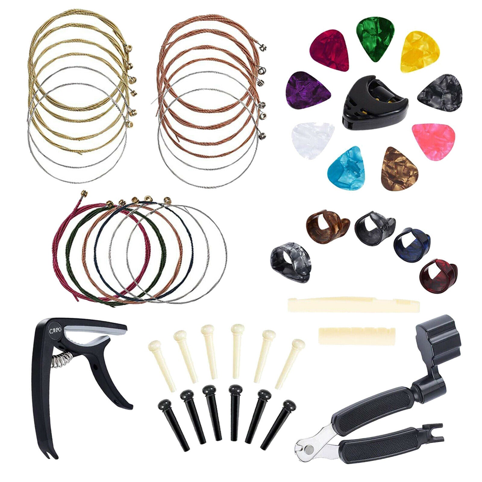 49pcs/set Guitar Accessories Kit Guitar Strings String Cutter String Winder,