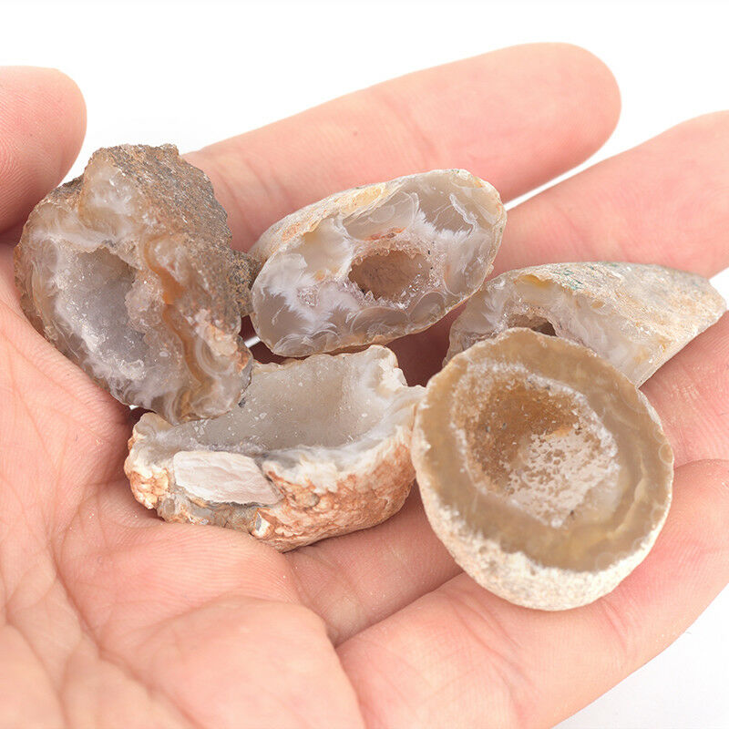 5Pcs Geodes Oco Agate Natural Crystals Druzy Halves Quartz Specimen.l8