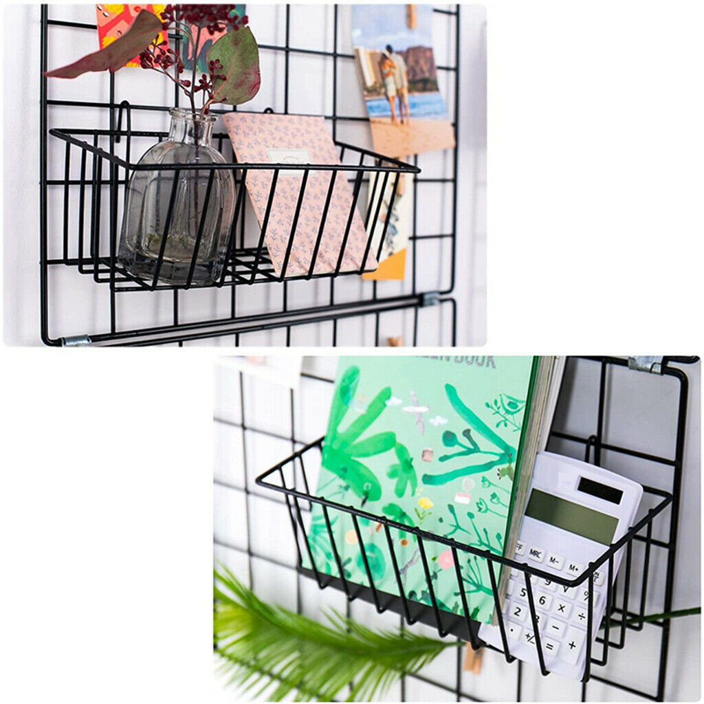 3x Hanging Iron Basket Batroom Bedroom Farmhouse Magazine Organizer Rack