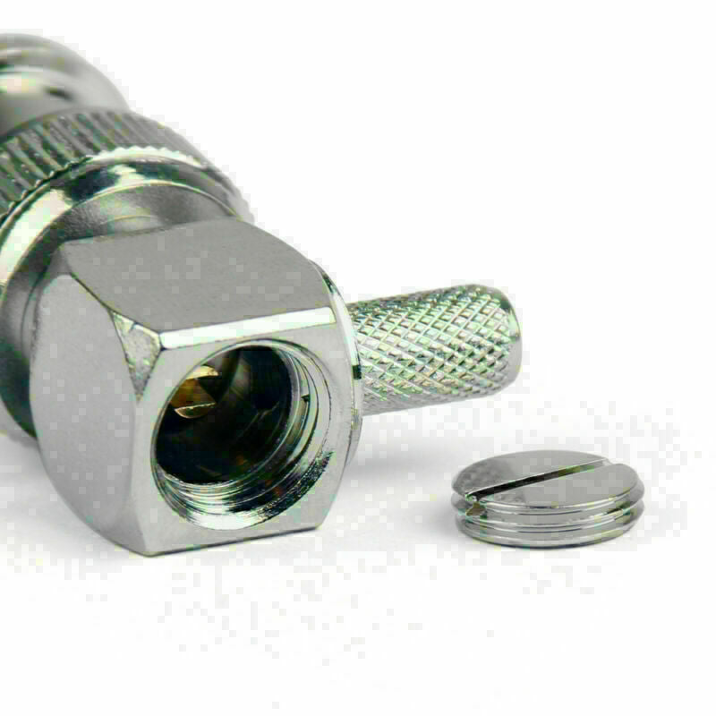 10PCS BNC Male Plug Right Angle Crimp RG58 LMR195 RG142 Cable RF Connector E CN