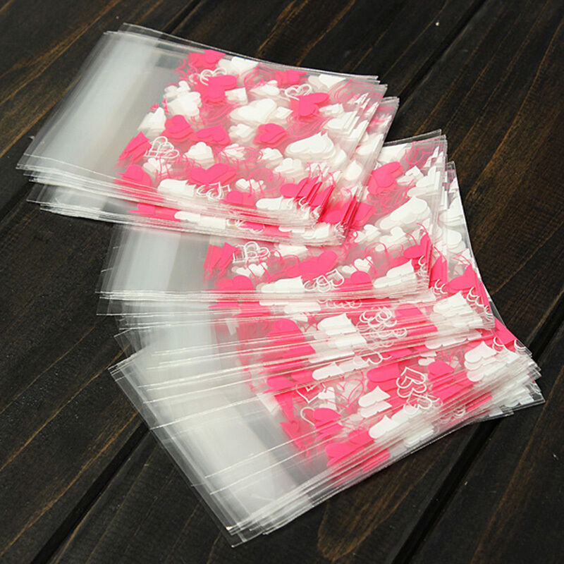 Sweet Heart Pic Pastry Cookie Gifts Self-Adhesive Plastic Cello OPP Valve .l8