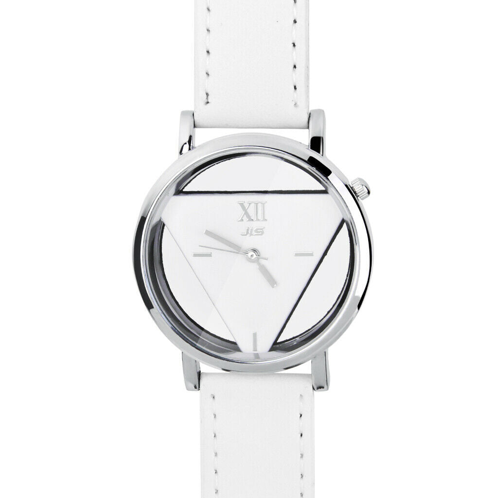 Casual Faux Leather Stainless Steel Analog Quartz Wrist Watch - White
