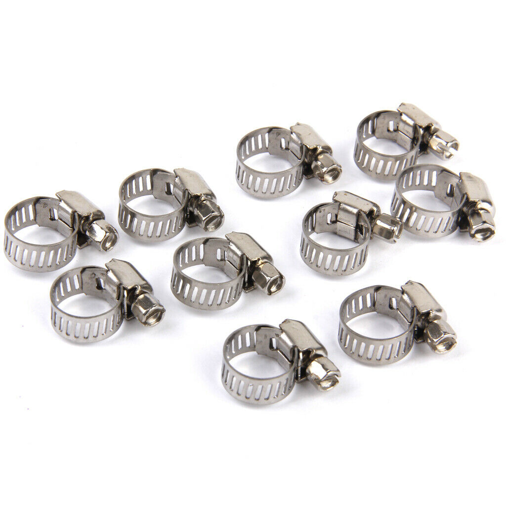 10pcs Adjustable Fuel Gasoline Pipe Hose Clamps Stainless Spring Clamp 8 12mm