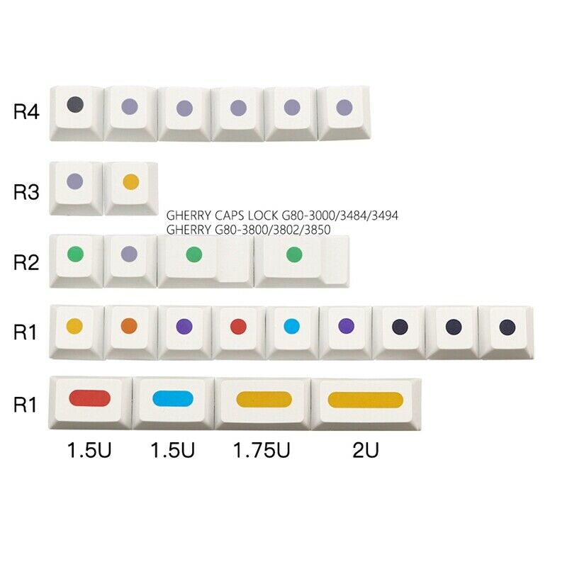 128 Keys/Set White Colour Dots Keycaps Cherry Profile PBT Key Caps for MX SwM5X1