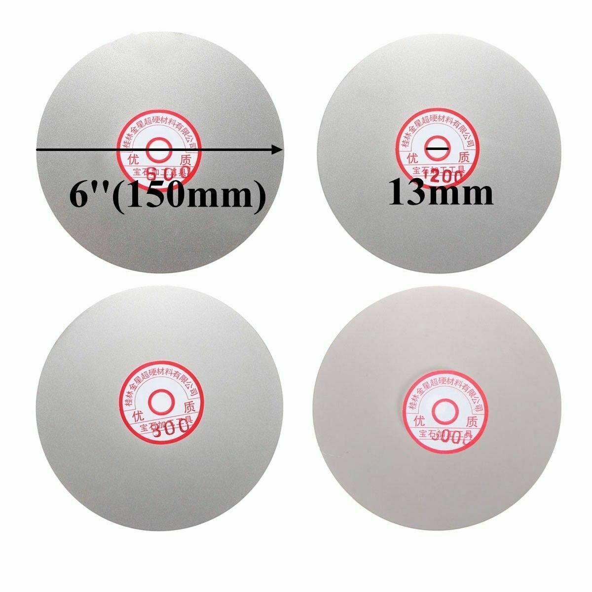 4PCS 6'' Diamond Coated Grinding Disc Tool Flat Lap Wheel 600 800 1200 3000 Grit