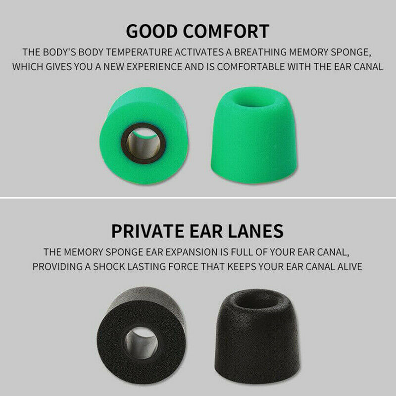 10x 4.9mm Memory Foam Ear Tips Cover Noise Cancellation Earbuds Earplug Eartip