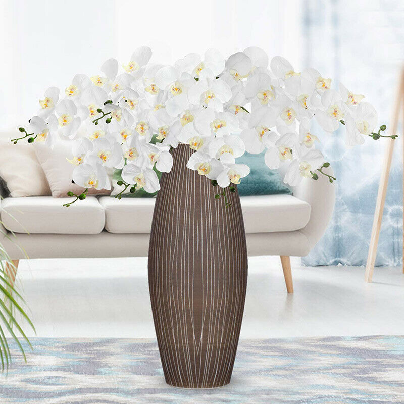 2Pcs 38inch Artificial Real Contact Orchids Flowers 9Heads Latex PhalaenopsiF6G7